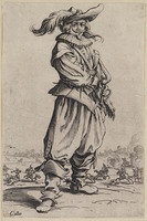 KG 10734
<br/>
Soldaat met verenhoed ("Adel")
<br/>
<em>Callot, Jacques (1592 - 1635)</em>